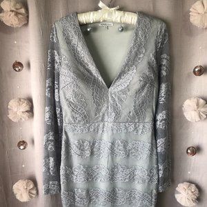 Gray Lace Long Sleeve Dress